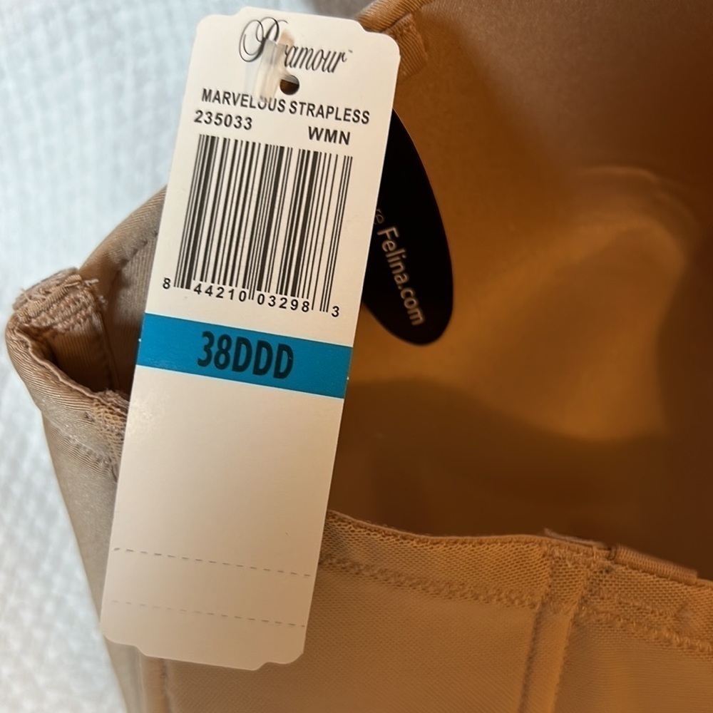 Paramour by Felina Marvelous Strapless Full Busted‎ Neutral Underwire Bra 38DDD - Picture 7 of 13